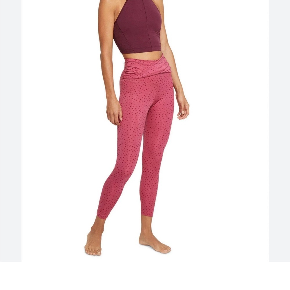 Nike Yoga Dots Twist 7/8 Capri leggings cross waist pink high waist ‎ XS